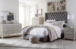 Coralayne Gray Faux Leather Queen Bed