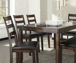 Coviar 6-Pc Brown Wood/Faux Leather Dining Table Set