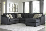 Eltmann 3-Pc Slate Chenille Fabric RAF Sectional Sofa (Oversized)