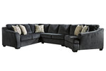 Eltmann 3-Pc Slate Chenille Fabric Sectional Sofa with RAF Cuddler (Oversized)