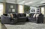 Eltmann 3-Pc Slate Chenille Fabric Sectional Sofa with LAF Cuddler (Oversized)