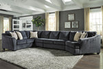 Eltmann 4-Pc Slate Chenille Fabric Sectional Sofa with RAF Cuddler (Oversized)