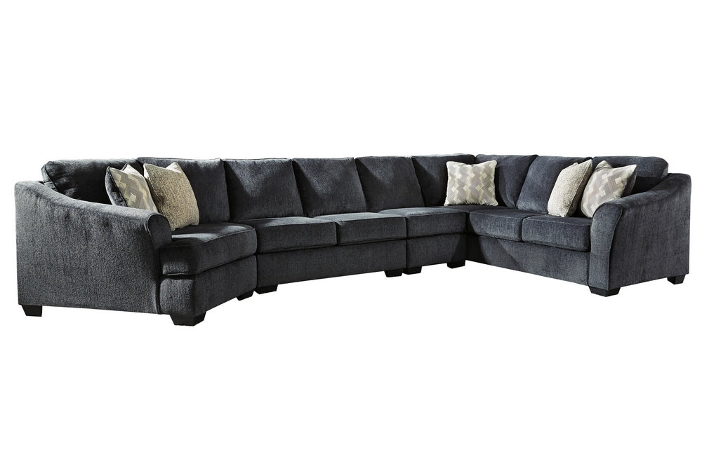 Eltmann 4-Pc Slate Chenille Fabric Sectional Sofa with LAF Cuddler (Oversized)