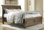 Flynnter Medium Brown King Storage Bed