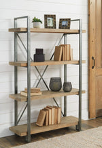 Forestmin Brown Wood/Gray Metal Bookcase