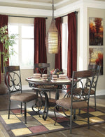 Glambrey 5-Pc Brown Wood/Dark Bronze-Tone Metal Dining Table Set