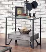 Ponderay Clear Glass/Gray Wood End Table