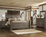 Juararo Dark Brown Wood King Poster Bed