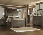 Juararo Dark Brown Wood Queen Poster Bed