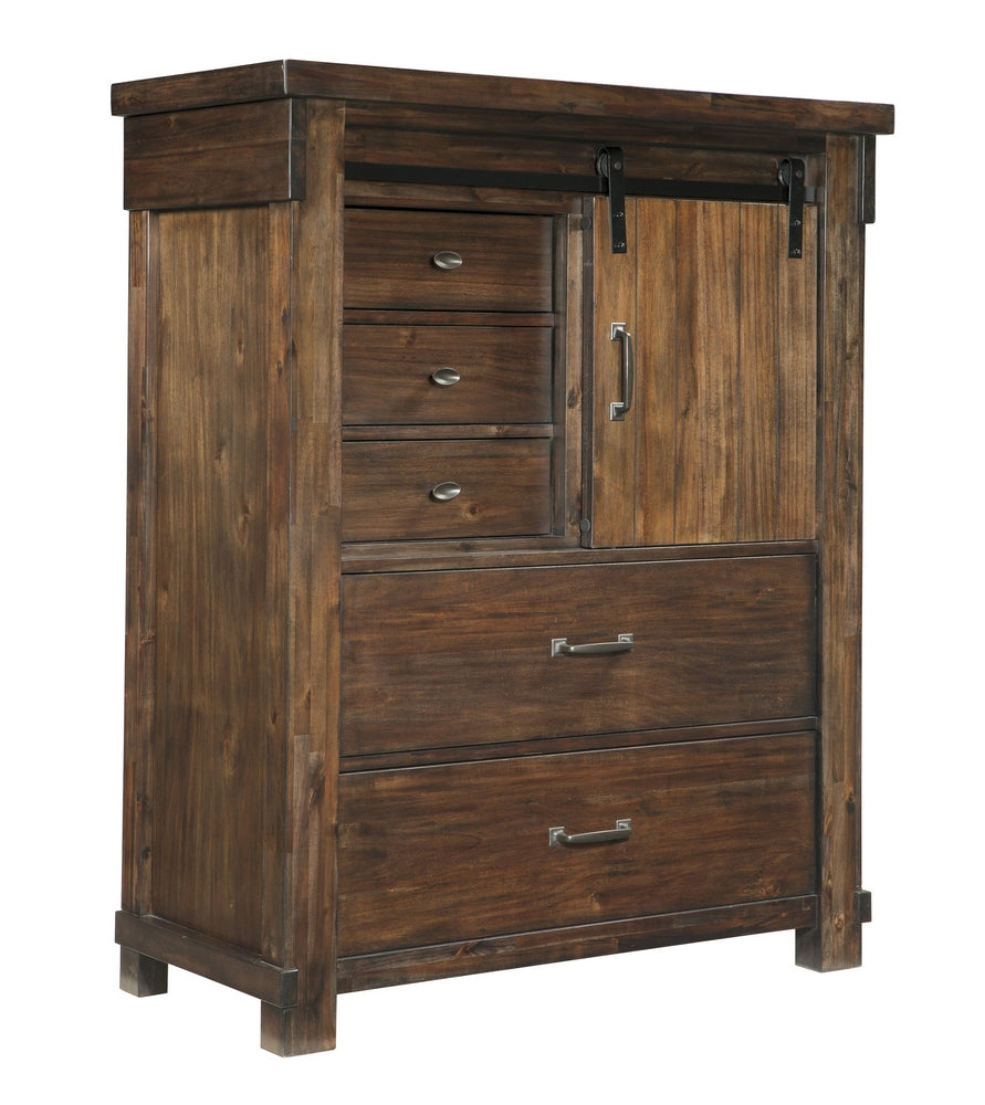 Lakeleigh Brown Wood 5-Drawer Chest