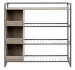 Maccenet Gray Wood/Black Metal Shoe Rack