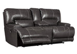 McCaskill 3-Pc Gray Leather Manual Recliner Sectional Sofa