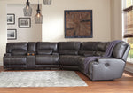 McCaskill 3-Pc Gray Leather Manual Recliner Sectional Sofa