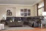 McCaskill Gray Leather Manual Recliner Loveseat