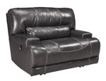 McCaskill Gray Leather Wide Seat Manual Recliner