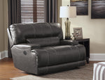 McCaskill Gray Leather Wide Seat Manual Recliner