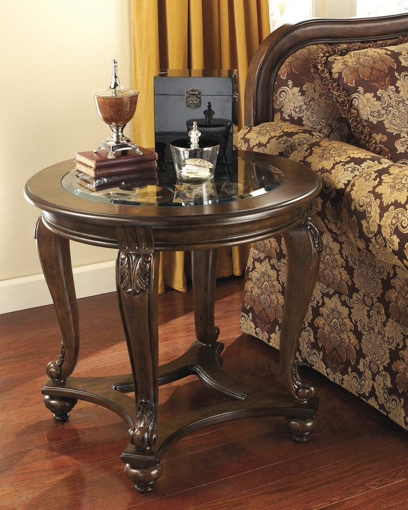 Norcastle Clear Glass/Dark Brown Wood End Table