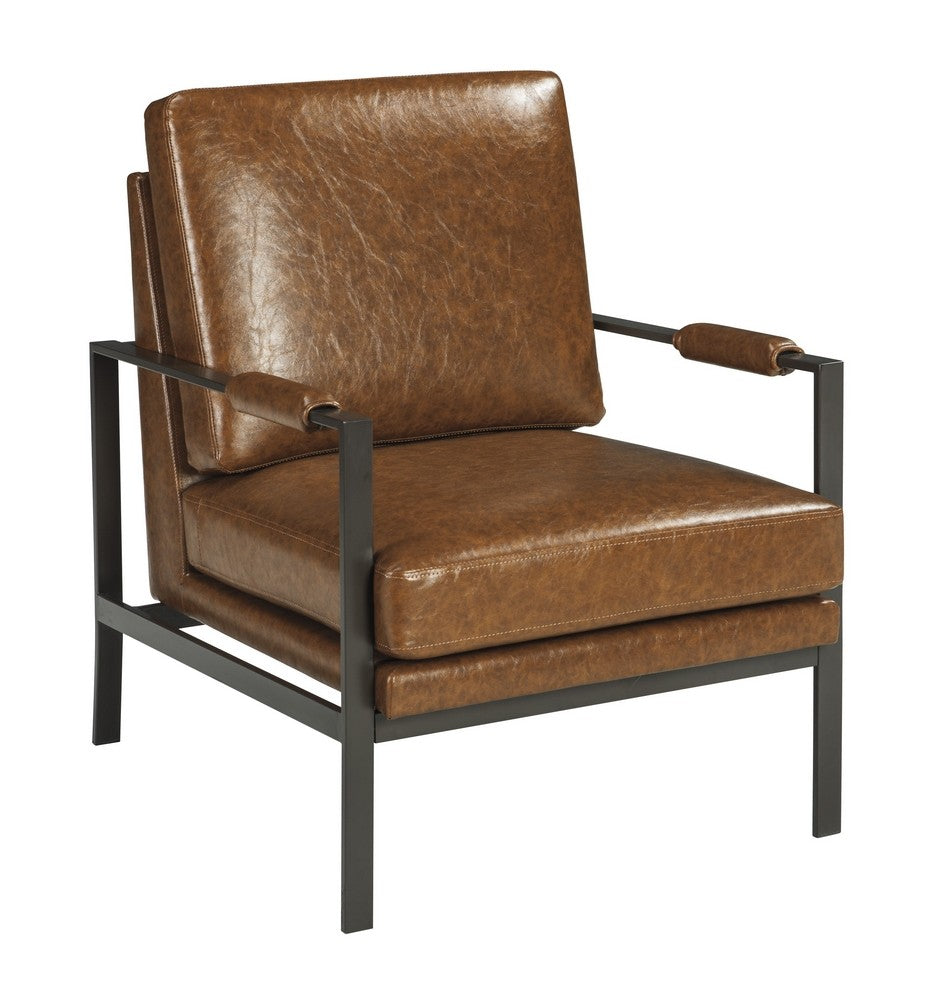 Peacemaker Brown Faux Leather Accent Chair