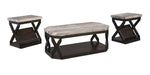 Radilyn 3-Pc Grayish Brown Wood Coffee Table Set