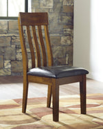 Ralene 2 Black Faux Leather/Medium Brown Wood Side Chairs
