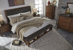 Ralene Gray Fabric/Medium Brown Wood Queen Panel Bed