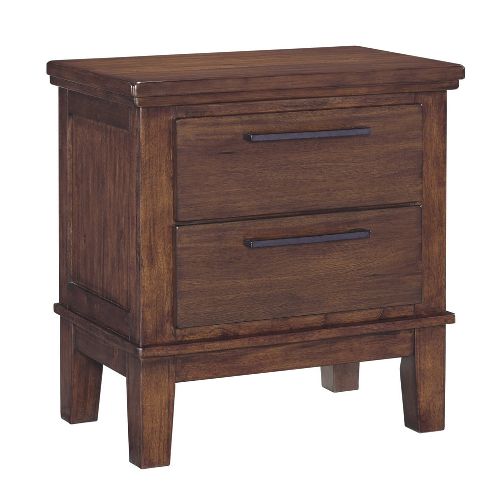 Ralene Medium Brown Wood 2-Drawer Nightstand