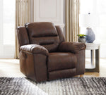 Stoneland Chocolate Faux Leather Power Rocker Recliner