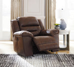 Stoneland Chocolate Faux Leather Power Rocker Recliner