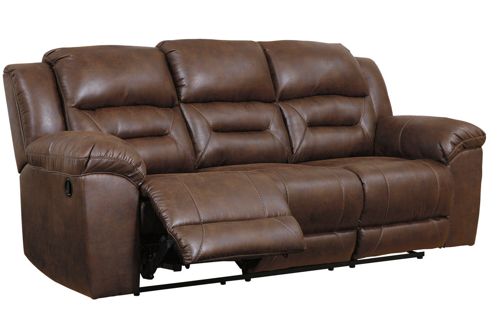 Stoneland Chocolate Faux Leather Manual Recliner Sofa (Oversized)