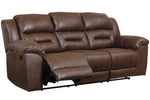 Stoneland Chocolate Faux Leather Manual Recliner Sofa (Oversized)