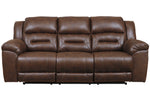 Stoneland Chocolate Faux Leather Manual Recliner Sofa (Oversized)