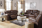 Stoneland Chocolate Faux Leather Manual Recliner Sofa (Oversized)