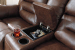 Stoneland Chocolate Faux Leather Power Recliner Loveseat