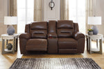 Stoneland Chocolate Faux Leather Power Recliner Loveseat