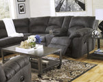 Tambo Pewter Faux Leather Manual Recliner Sectional Sofa (Oversized)