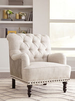 Tartonelle Ivory Fabric/Taupe Faux Leather Accent Chair