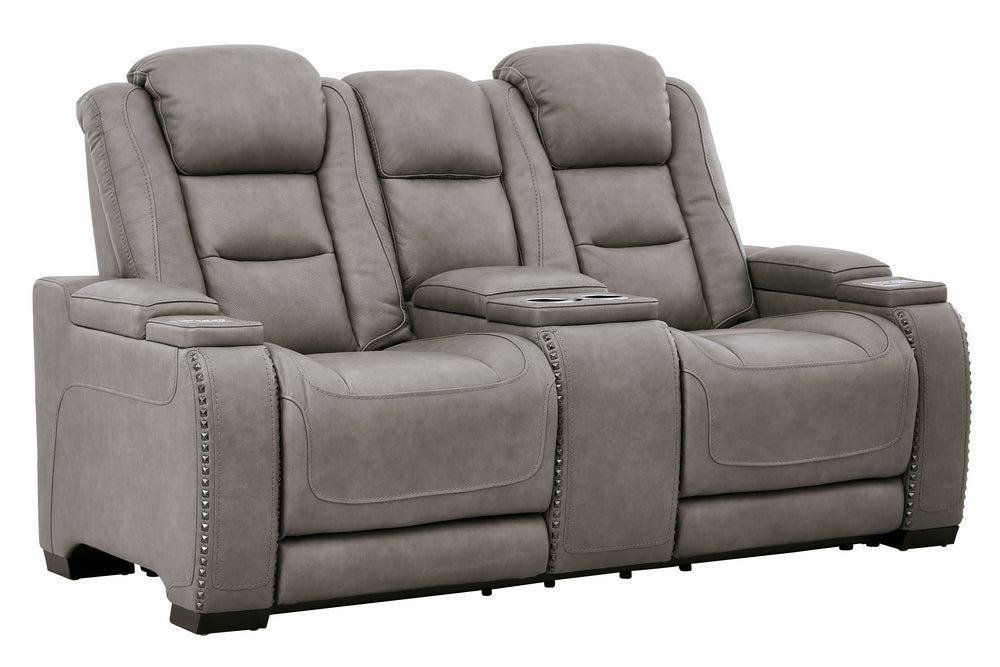 The Man-Den Gray Power Recliner Loveseat