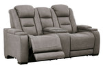 The Man-Den Gray Power Recliner Loveseat