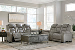 The Man-Den Gray Power Recliner Loveseat