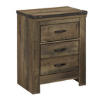 Trinell Brown Wood 2-Drawer Nightstand