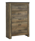 Trinell Brown Wood 5-Drawer Chest