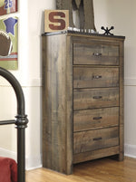 Trinell Brown Wood 5-Drawer Chest