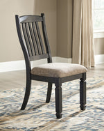 Tyler Creek 2 Grayish Brown Fabric/Black Wood Side Chairs
