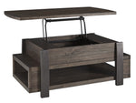 Vailbry Brown Wood Lift-Top Coffee Table