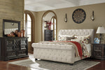 Willenburg Linen Fabric Queen Sleigh Bed