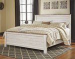 Willowton 6-Pc Whitewash Wood King Panel Bedroom Set