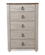 Willowton Whitewash Wood 5-Drawer Chest