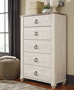 Willowton Whitewash Wood 5-Drawer Chest