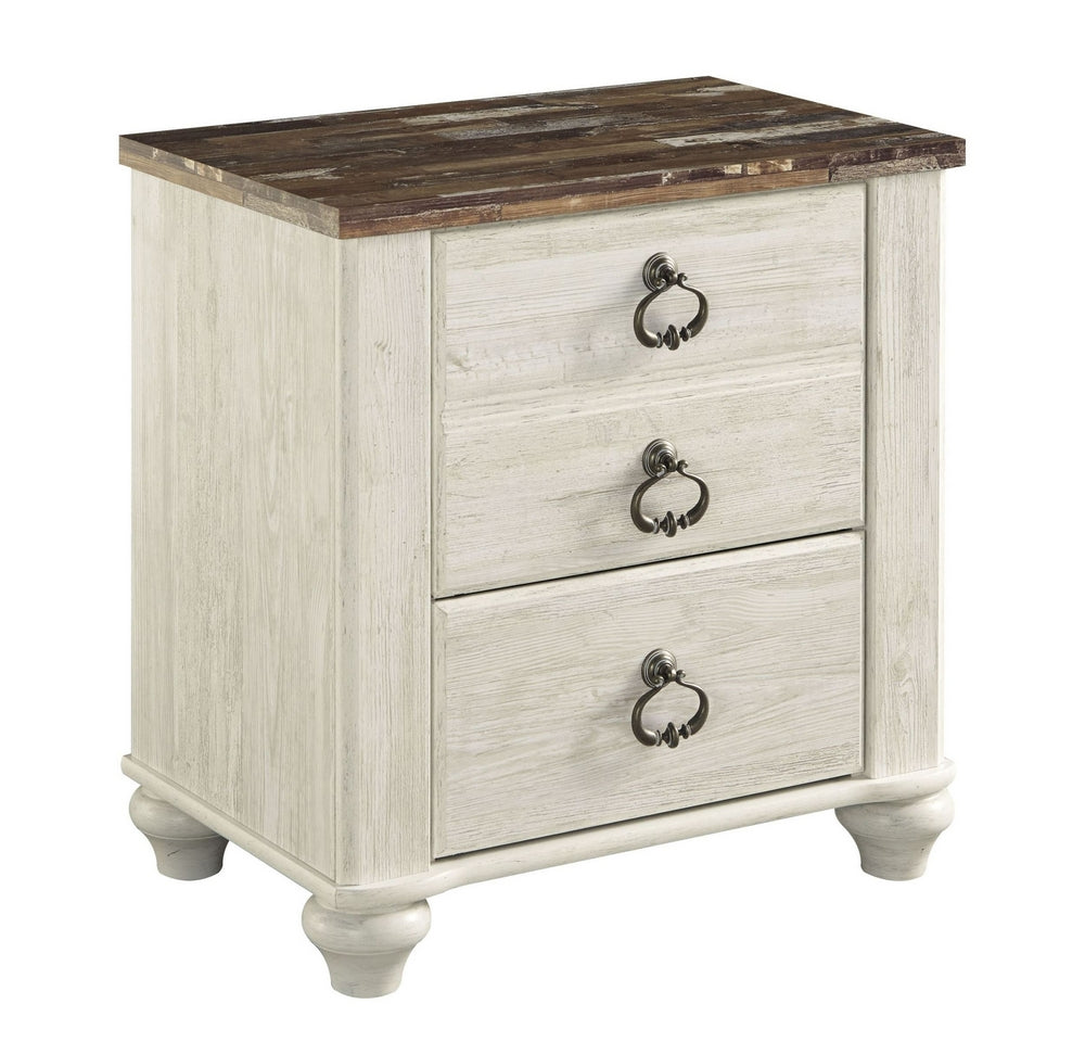 Willowton Whitewash Wood 2-Drawer Nightstand