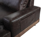 Silchester Chocolate Top Grain Leather/Oak 2-Seat Sofa (Oversized)